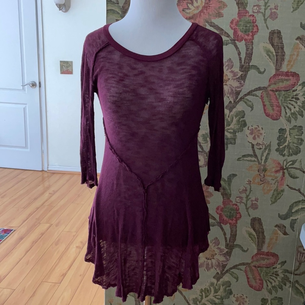 Free People Intimates burgundy sheer top